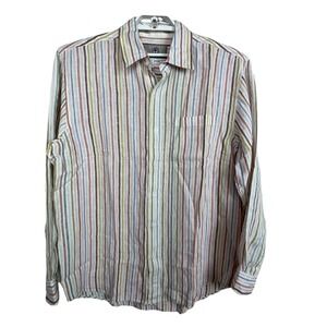 The Territory Ahead‎ Linen Striped Button Up Shirt Men L Coastal Casual L/S